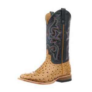 Horse Power Boots Men's Saddle Ranch Ostrich Print Vamp 13in Blue Oklahoma Top