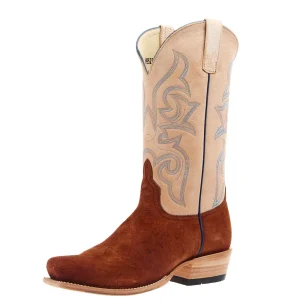 Horse Power Top Hand Men's Brandy Smooth Ostrich Reverse Vamp 13in Bleached Bone Top