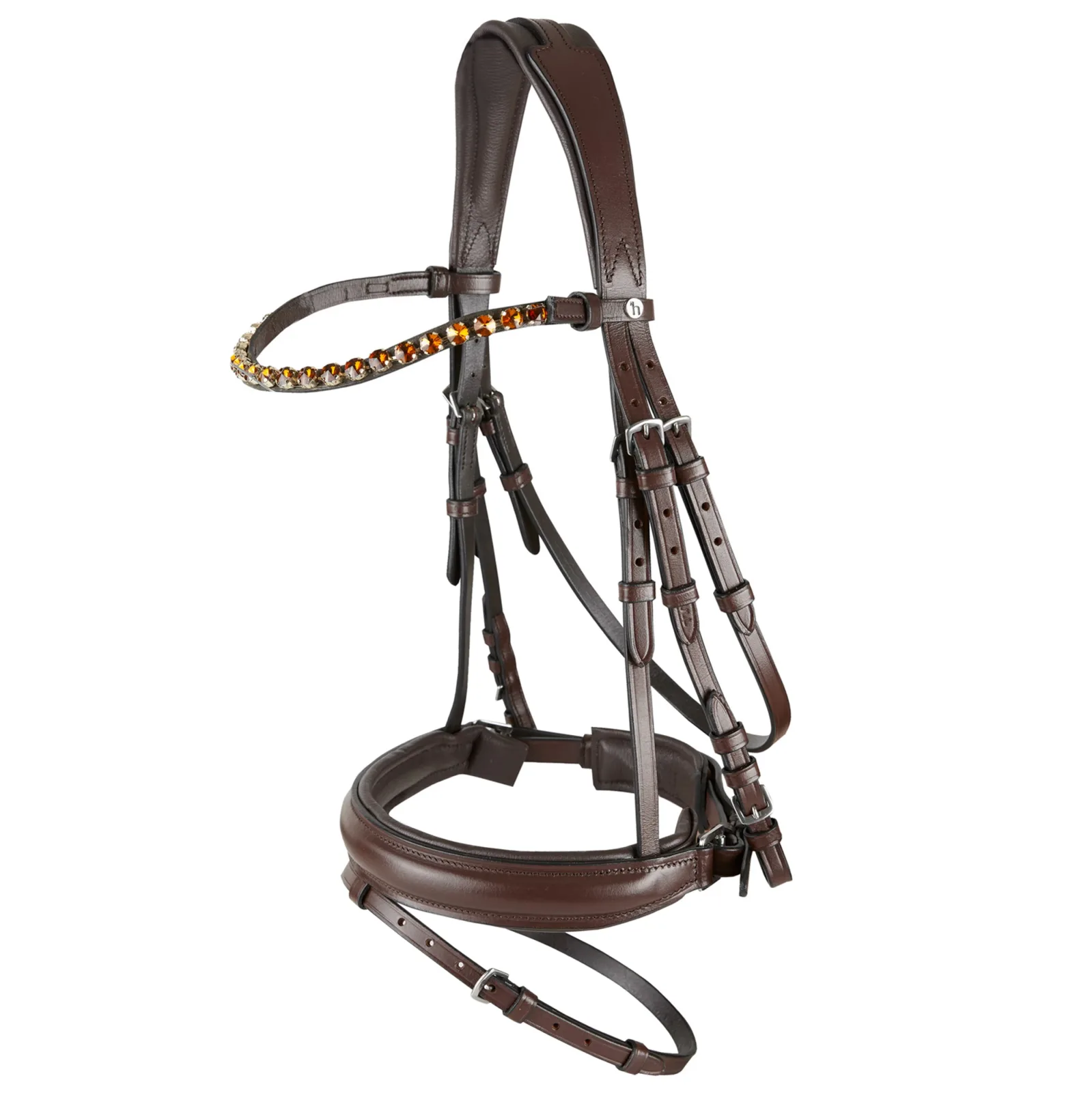 Horze Ergonomic Snaffle Bridle with Curved Crystal Browband - Image 2