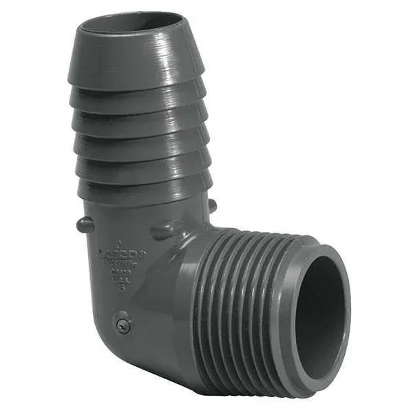 Hose Barb Fitting 90 deg. Elbow, 1" MPT x 1" Insert