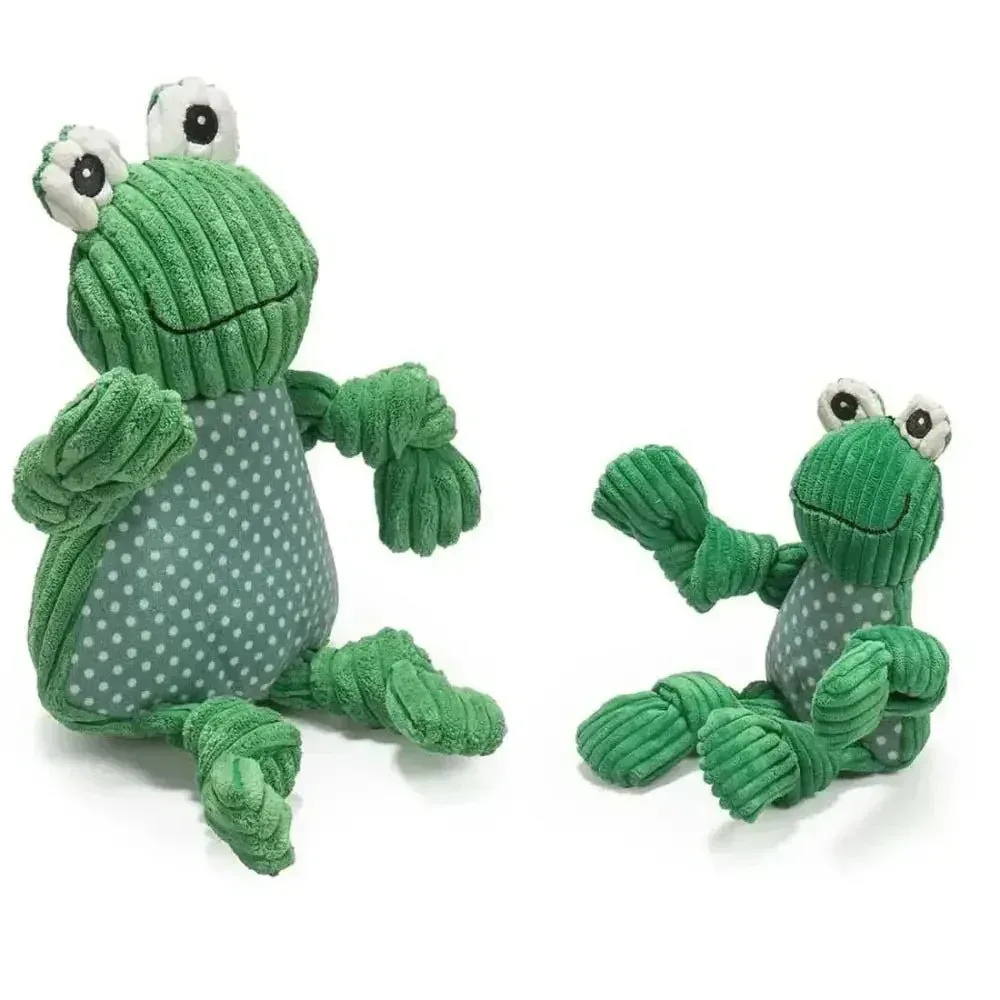 HuggleHounds Durable Plush Corduroy Knottie Squeaky Dog Toy