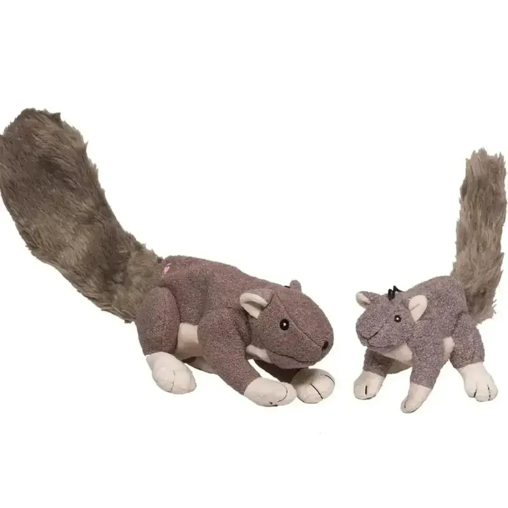 HuggleHounds Feller Durable Plush Squirrel Squeaky Dog Toy