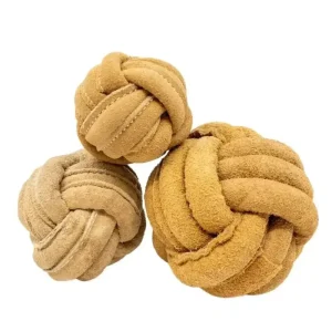 HuggleHounds HuggleHide Natural Leather Ball Dog Toy