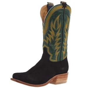 Hyer Boots Mens Culver Black Roughout 13 In Grass Vintage Goat Top Cowboy Boot
