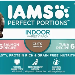 Iams Perfect Portions Indoor Cuts Tuna & Salmon Multi-Pack Canned Cat Food - 2.6 oz - Case of 24