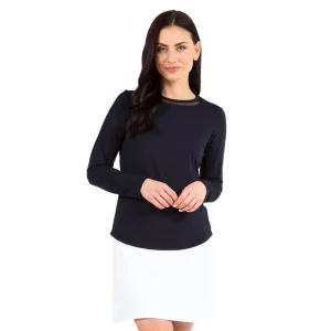 Ibkul Womens Black Essential Long Sleeve Crew Top