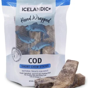Icelandic+ 3pc/5" Cod Skin Chew Stick Natural Dehydrated Cat and Dog Treats - 5 Inch - 3.8 oz - 3 Count