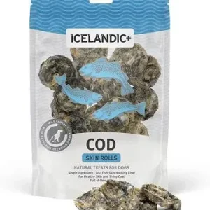 Icelandic+ Cod Skin Rolls Natural Dehydrated Cat and Dog Treats - 3 oz