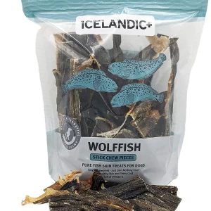 Icelandic+ Wolffish Skin Strips (Mixed Pieces) Natural Dehydrated Cat and Dog Treats - 12 oz