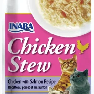 Inaba Chicken Stew Chicken with Salmon Recipe Side Dish for Cats - 6 Pack