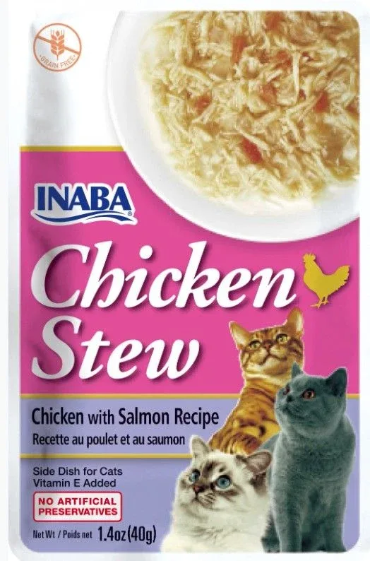 Inaba Chicken Stew Chicken with Salmon Recipe Side Dish for Cats - 6 Pack
