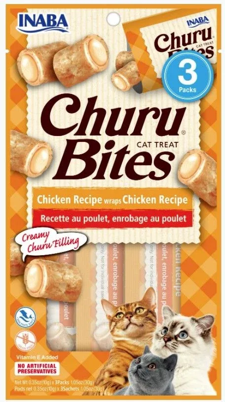 Inaba Churu Bites Cat Treat Chicken Recipe wraps Chicken Recipe 6 pack