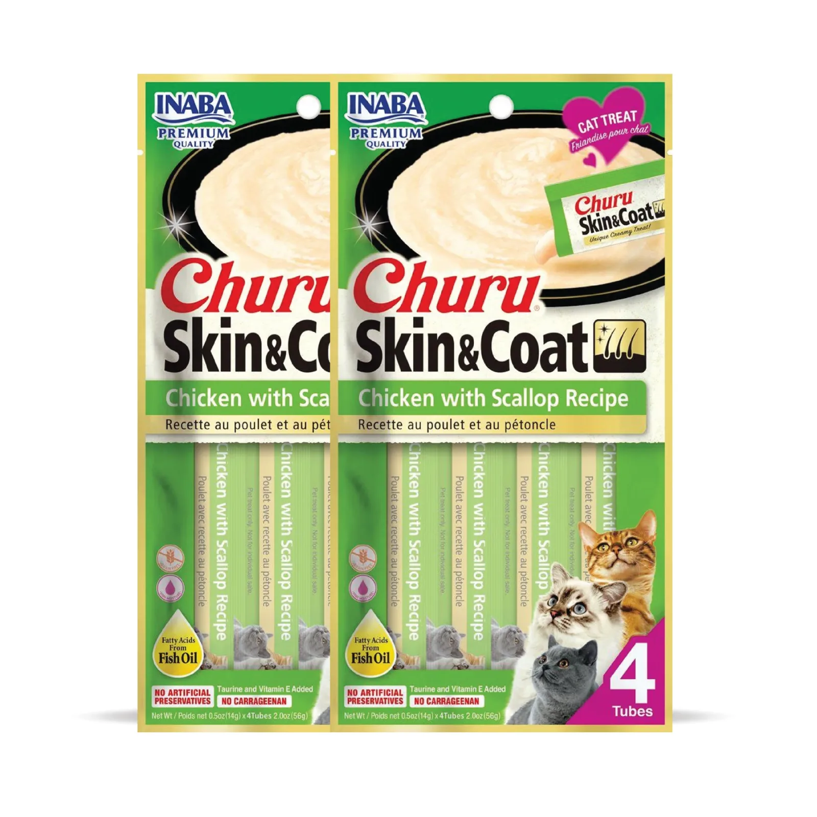 INABA Churu Skin & Coat Chicken with Scallop Recipe Creamy Cat Treats - Image 2