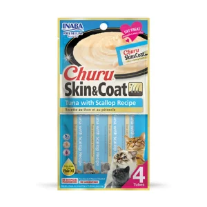 INABA Churu Skin & Coat Tuna with Scallop Recipe Creamy Cat Treats