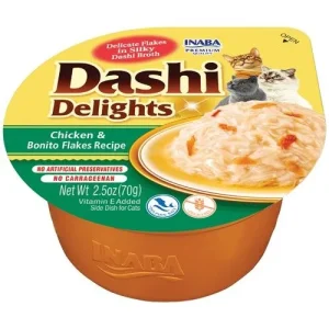 Inaba Dashi Delights Chicken & Bonito Flakes Bits in Broth Cat Food Topping