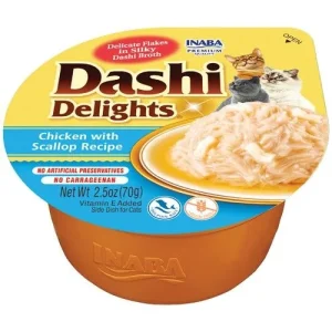 Inaba Dashi Delights Chicken with Scallop Bits in Broth Cat Food Topping