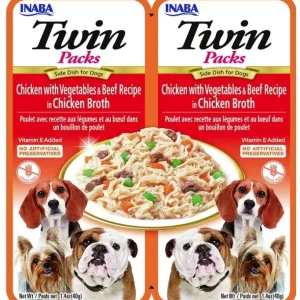 Inaba Twin Packs Chicken w/Vegetables & Beef Recipe in Chicken Broth for Dogs