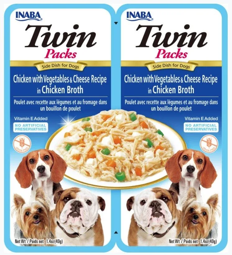 Inaba Twin Packs Chicken w/Vegetables & Cheese Recipe in Chicken Broth for Dogs