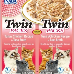 Inaba Twin Packs Tuna and Chicken Recipe in Tuna Broth for Cats