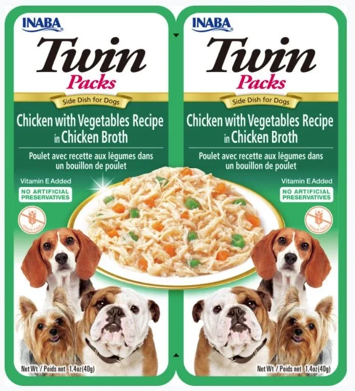Inaba Twin Packs Tuna & Chicken w/Vegetables Recipe in Chicken Broth for Dogs