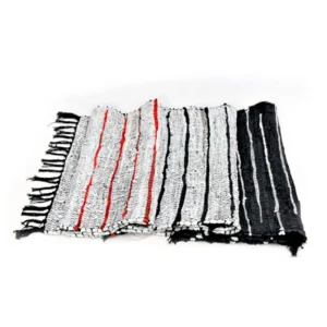 India Handicrafts Grey and Red Stripe Rug