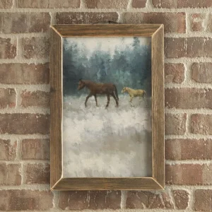 Jan Michaels Art & Home Headed Horses 13x19 Wood Framed Wall Art