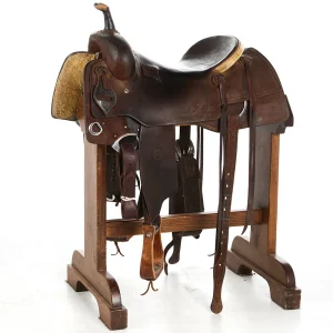 Jeff Smith Used 16in Roughout Rawhide Cantle Binding Cutting Saddle