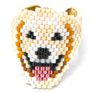 Jenni & Janki Golden Retriever Face Miyuki Delica Beaded Ring
