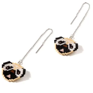 Jenni & Janki Handcrafted Miyuki Beaded Pug Dog Earrings