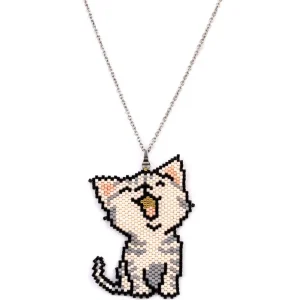 Jenni & Janki Handcrafted Miyuki Elegant Feline Beaded Cat Necklace