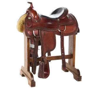 Jim Sands Custom Saddlery Used 16in Sunflower Tooled Trail Saddle
