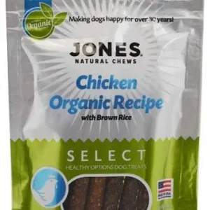 Jones Natural Chews Select Organics Chicken Recipe with Brown Rice Natural Dog Treats - 4 oz