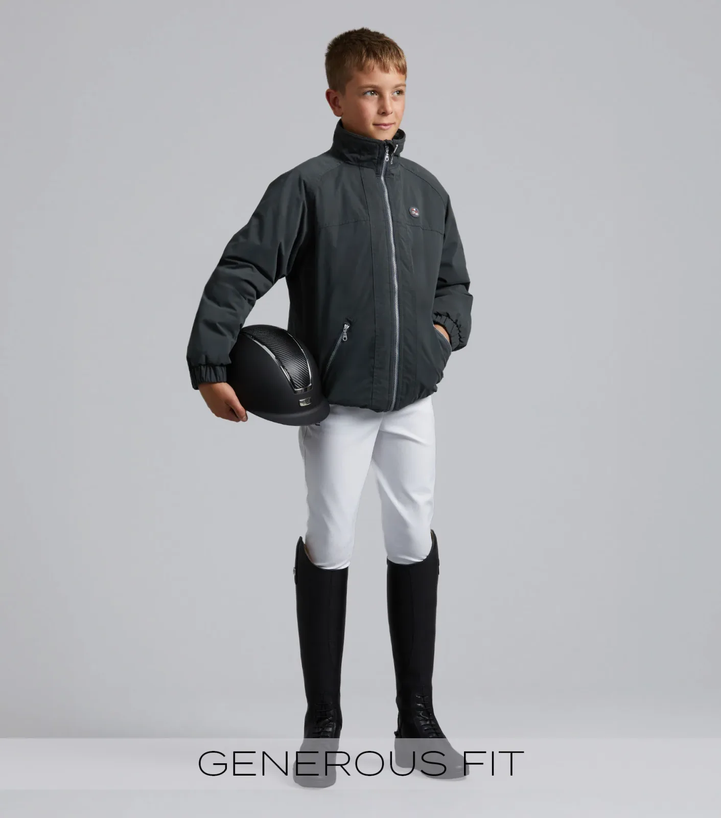 Junior Pro Rider Unisex Riding Jacket Anthracite Grey - Image 2