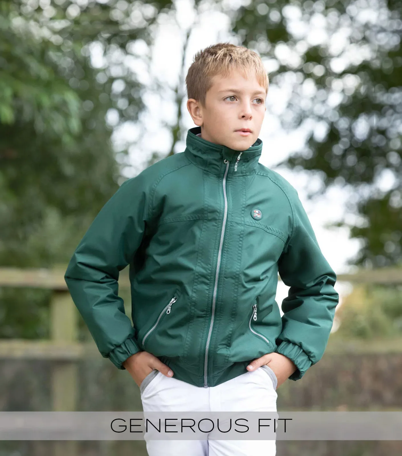 Junior Pro Rider Unisex Riding Jacket Green - Image 2
