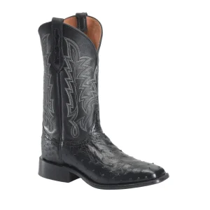 Justin Boot Company Mens George Strait FQ Ostrich 12In Black Top Cowboy Boots