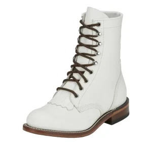 Justin Boot Company Womens White Water Buffalo Lace Up Roper Boot