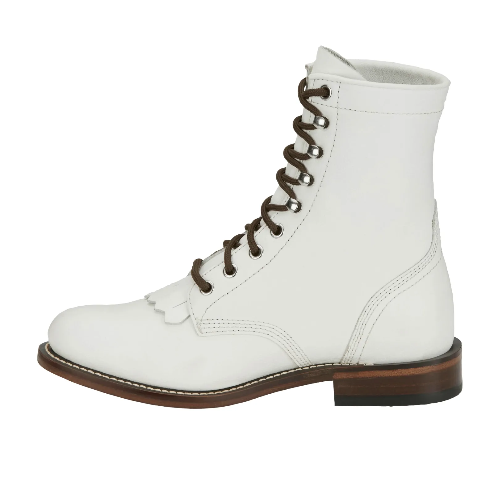 Justin Boot Company Womens White Water Buffalo Lace Up Roper Boot - Image 2