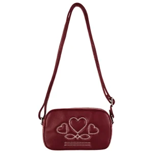 Justin Leather Hearts Red Camera Bag