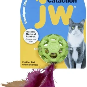 JW Pet Cataction Feather Ball Toy With Bell Interactive Cat Toy