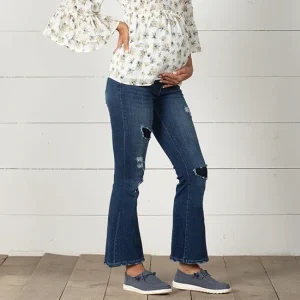 Kancan Distressed Maternity Flare Jeans