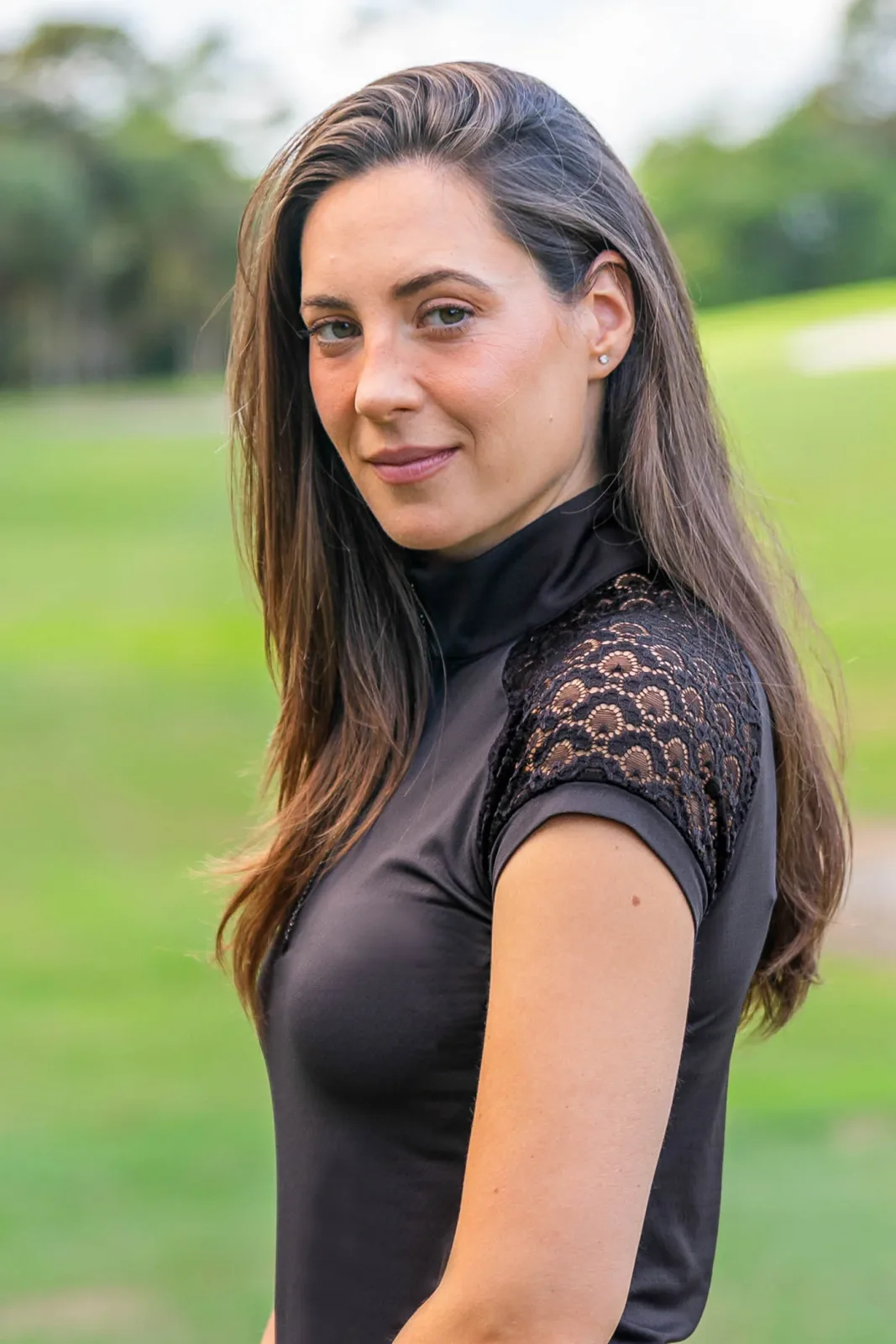 Kastel Denmark Ladies’ Lace Quarter-Zip Cap Sleeve Shirt "Corrine" - Image 2