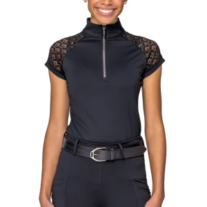 Kastel Denmark Ladies’ Lace Quarter-Zip Cap Sleeve Shirt "Corrine"
