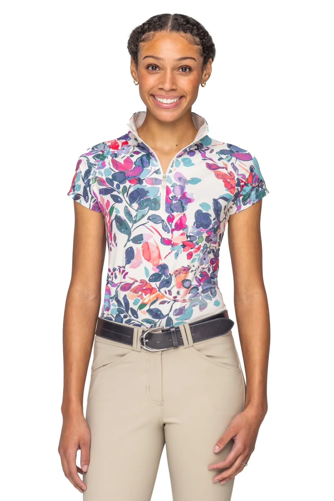 Kastel Denmark Ladies’ Quarter-Zip Cap Sleeve Shirt "Saige"