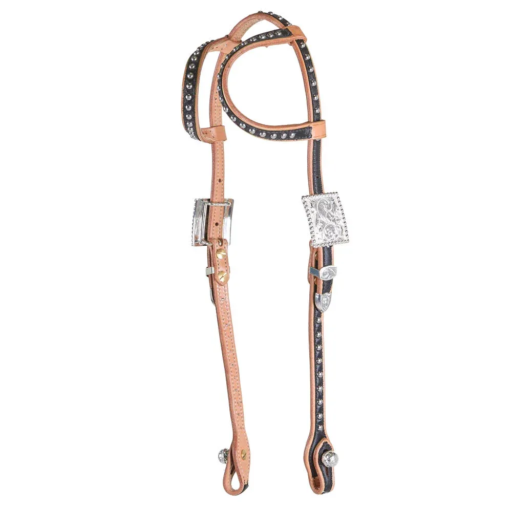 Kathys Show Equipment Black Inlay Double Ear Show Headstall