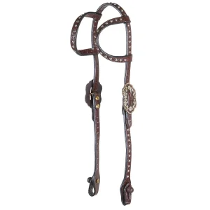 Kathys Show Equipment Chocolate Basket Stamp Dotted Double Ear Show Headstall