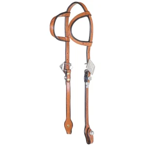 Kathys Show Equipment Russet Tan Double Ear Silver Show Headstall