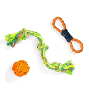 Kibbo Non Toxic and Durable Rope Chew Toy for Dogs and Cats (Pack of 3)