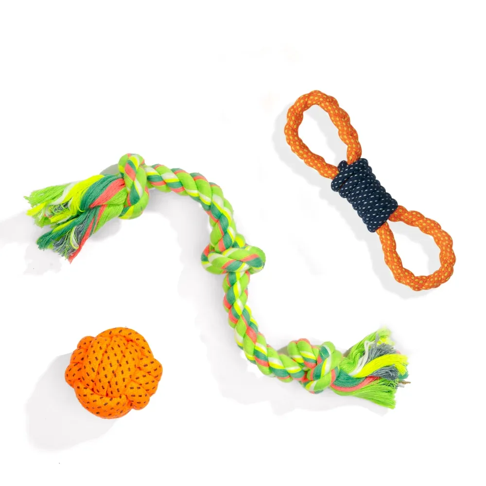 Kibbo Non Toxic and Durable Rope Chew Toy for Dogs and Cats (Pack of 3)
