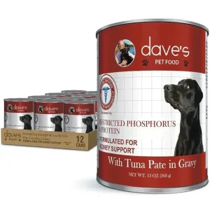 Kidney Support Dog Food - Dave's Pet Food Veterinarian Formulated Restricted Phosphorus & Protein Tuna Pate in Gravy Wet Dog Food