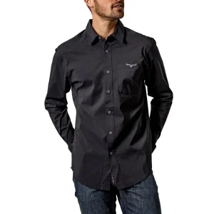 Kimes Ranch Mens Teams Black Dress Shirt